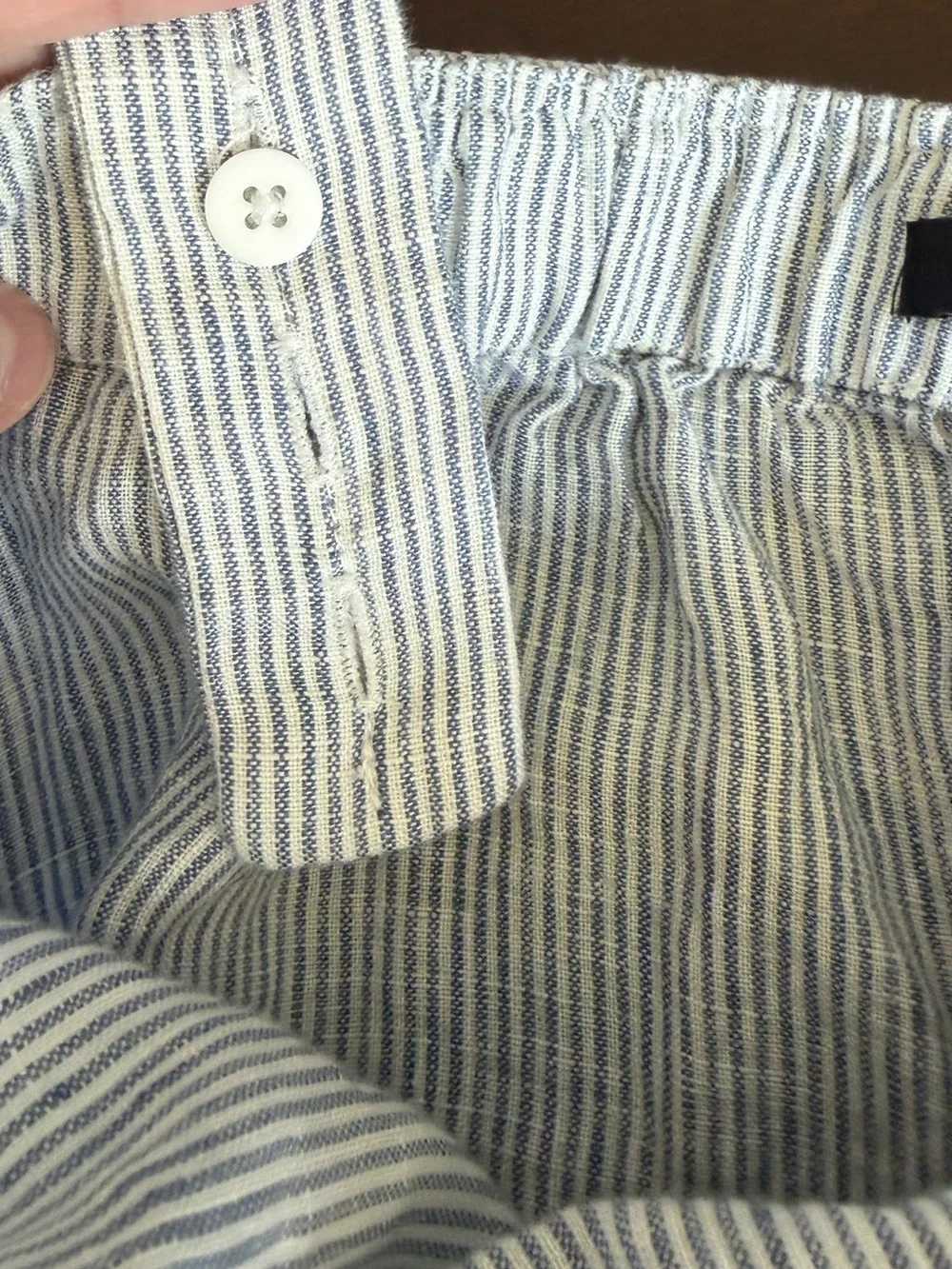 QUINCE 100% Linen Striped Square Neck Jumpsuit, XS